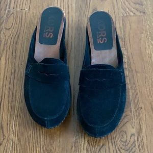 Kors black suede clogs